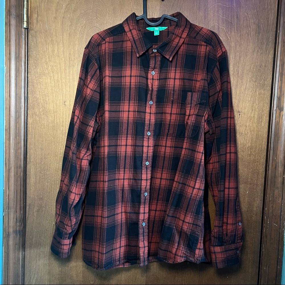 Black and orange flannel